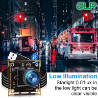 Cámara USB ELP 1080P de Baja Iluminación |   Módulo de Gran Angular CMOS IMX323 de 2MP con Micrófono, UVC Plug & Play para Escáner 3D