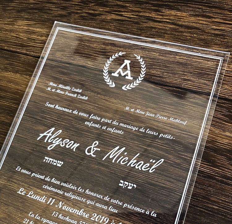 Белое прозрачное акриловое свадебное/деловое приглашение в европейском стиле на заказ