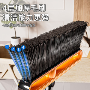 Ensemble balai et pelle à poussière avec poils coudés, manche en acier, pelle en plastique, outil de nettoyage domestique - Product Image 3