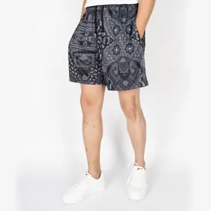 Shorts de moda masculina com estampa de bandana de alta qualidade, calção de rua com estampa paisley, calção esportivo personalizado para academia