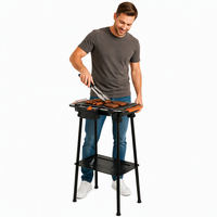 Barbecue électrique sur pied 2000W, température réglable, sans fumée, pour extérieur, avec étagère de rangement, jardin, patio