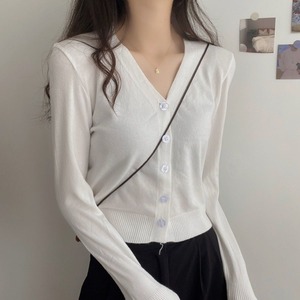 Suéter de Manga Larga para Mujer, Novedad 2025, Venta al por Mayor, Chaqueta Cárdigan Corta con Cuello en V, Top de Punto para Mujer - Product Image 2