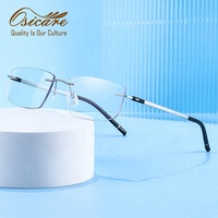Kacamata Osicare Mewah Desainer Tanpa Bingkai Persegi Titanium Ultra Ringan Model 3 Buah IP Grosir Frame Optik untuk Pria