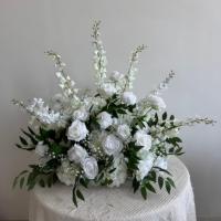 T-FT161 Nouveau design, boule de fleurs artificielles en soie blanche et verte de 60 cm pour centre de table, décoration de mariage
