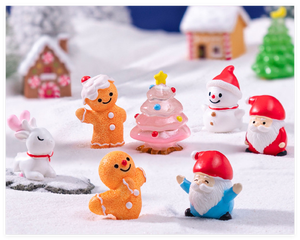 Kawai Juguetes Diy Figuras Adornos de Navidad Personalizados 3D Resina Muñeco de nieve Papá Noel Casa Pueblo Ciervo Árbol luminoso brillante - Product Image 4