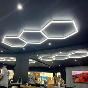 SUEZ Dropshipping Honeycomb Auto Car Detailing led light ceiling Bar Car Wash Station 110V 220V Garage Ceiling Hexagonal Led Lig