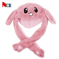 Chapeau en forme d'oreilles de lapin amusant, style coréen, mignon, en peluche douce, qui bouge, saute et danse, pour bébés et enfants