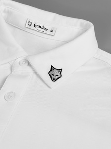 Polo en coton blanc à manches courtes pour homme Handee, couleur unie, style décontracté, tissu respirant, coupe classique, logo sur le devant - Product Image 5