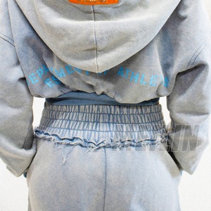 Custom Zipper Heavy 100% Cotton Thick French Terry Acid Wash Hoodies for Women Casual Top <b>Cropped</b> <b>Zip</b> <b>up</b> Hoodie Woman - Product Image 2