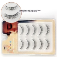 Faux cils naturels 3D en cheveux humains, 15 mm, faits à la main, tige transparente, épais et recourbés, vente en gros