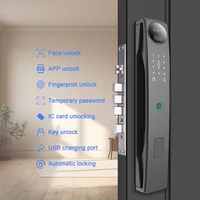 Serrure intelligente Tuya à empreinte digitale automatique avec reconnaissance faciale 3D, déverrouillage par mot de passe/carte/clé, caméra WiFi avec stockage cloud pour porte en bois