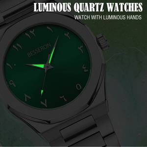 Reloj de pulsera de lujo para hombre, de acero inoxidable, con esfera de números arábigos, diseño de fábrica OEM, 5 ATM, cuarzo, con diseño de esfera árabe - Product Image 4