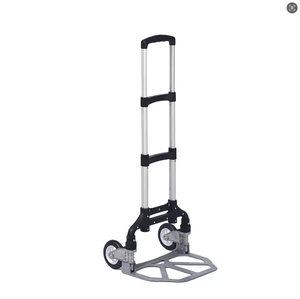 Light Black Aluminum Variable Height Handle PU Tire Wide Plate Guest Service <b>Folding</b> Luggage Cart, Hand Truck, Hand <b>Trolley</b> - Product Image 3