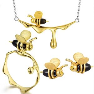 Lotus Fun Modeschmuck 18 Karat vergoldet 925 Sterling Silber Honig Hummel hand gefertigt Original Design Feiner Schmuck für Frauen - Product Image 2