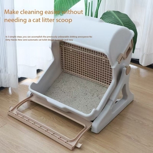 Caja de arena para gatos de lujo con tapa abierta, productos de plástico de limpieza profunda de gran tamaño, sin necesidad de arena, inodoro para gatos - Product Image 2
