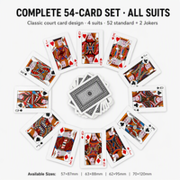 Cartes à Jouer Classiques Personnalisées OEM/ODM, Jeu de 54 Cartes, Dos Géométrique, Coins Arrondis, Finition Vernie, Tailles Personnalisées, Boîte en Papier