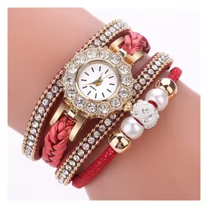 2024 Korean Fashion Trendy Diamond Set Leisure Circling Small and Unique Pearl Diamond English Watch