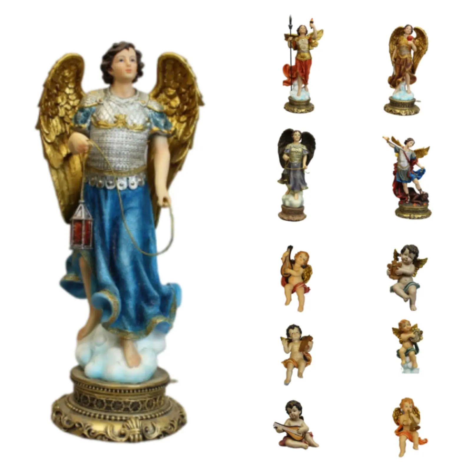 Figuras de resina personalizadas para decoración, figuras de hadas de Ángel de ala de bebé y María, adornos religiosos de Jesús, estatuas de artículos, venta al por mayor