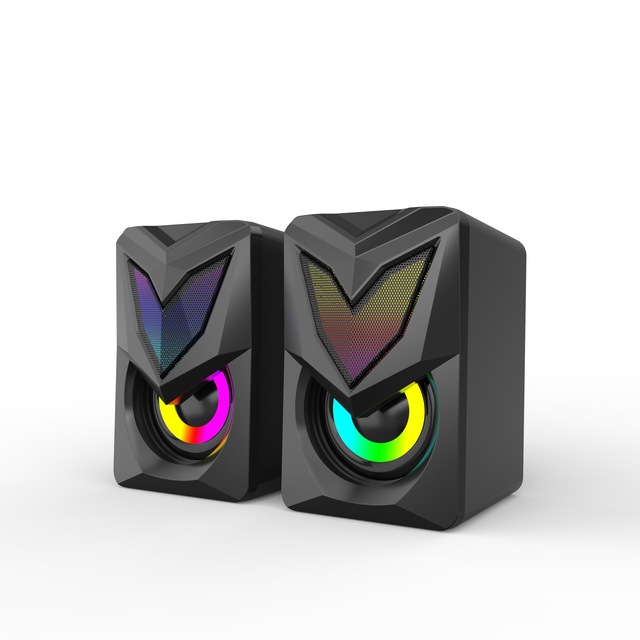 Colorful Gradient Ambient Light Computer Speaker High Input Sensitivity Compact Size Home Office Desktop Music Speaker