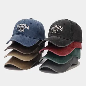 2024 New Arrival 8 colors available wholesale wash cotton hats florida miami hats