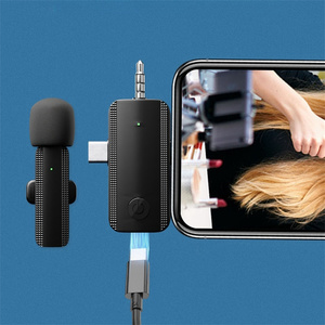 Mini không dây Microphone Clip-<span class=keywords><strong>on</strong></span> xách tay 3 trong 1 cho iOS/<span class=keywords><strong>Android</strong></span>/máy ảnh thiết bị webcast/ghi âm/phỏng vấn - Product Image 2