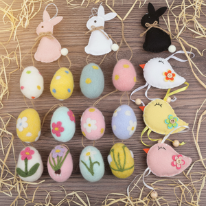 Huevos <span class=keywords><strong>de</strong></span> Pascua <span class=keywords><strong>de</strong></span> Fieltro <span class=keywords><strong>de</strong></span> Lana Artificial al por Mayor, Decoración Artesanal Hecha a Mano, Adornos Coloridos <span class=keywords><strong>de</strong></span> Pascua - Product Image 1