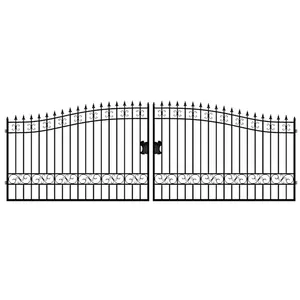 Двойные железные ворота, наружные входные двери, стальные главные ворота, кованые железные ворота, изображение