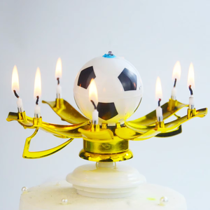 Simulación sorpresa Trofeo dorado Spinning Blooming Football con velas decoradas con pastel acompañado <span class=keywords><strong>de</strong></span> canción <span class=keywords><strong>de</strong></span> feliz <span class=keywords><strong>cumpleaños</strong></span> - Product Image 1