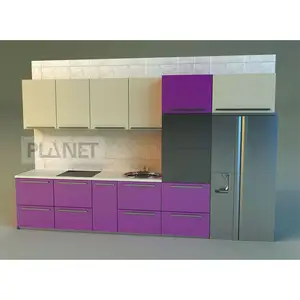 Lemari dapur klasik kelas atas xiamen pvc lemari dapur dapur desain kabinet dapur ungu