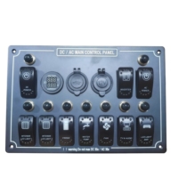 Panneau de commande marin DC AC avec interrupteurs à bascule, panneau de contrôle en aluminium avec voltmètre, ampèremètre, chargeur USB et prise de courant pour camping-car et yacht