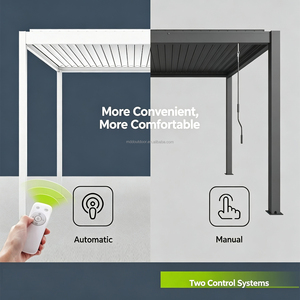 Pérgola Motorizada de Aluminio con Techo Retráctil de Lamas, Cortinas Flotantes para Pontón, Persianas con <span class=keywords><strong>Vista</strong></span> al Lago, Pantallas Protectoras contra la Brisa, LED - Product Image 5