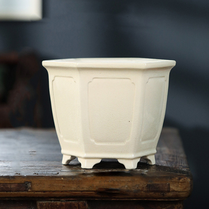 Hexagonal <b>Ceramic</b> Bonsai <b>Pot</b> Green Glaze Classic Chinese Style Desktop Planter - Product Image 2