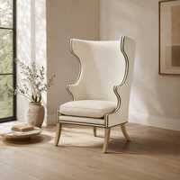 Fauteuil d'appoint moderne de luxe rembourré avec dossier haut et garniture cloutée, idéal pour hôtels de luxe et mobilier de maison