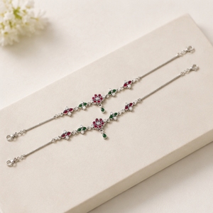 Dviti Jewels 925 <b>Silver</b> Traditional Payal Anklets Pair with Elegant Ethnic Design Trendy Everyday Wear for Women Model 0Q6A2794 - Product Image 1