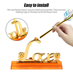 ฐานดอกกุหลาบทองคำ 24k พร้อมลวดลายจดหมายรัก - Product Image 4