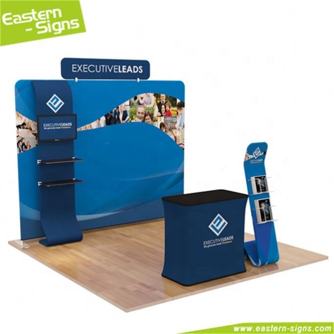 Tissu de luxe imprimé debout libre de publicité pliable portable stand d'exposition