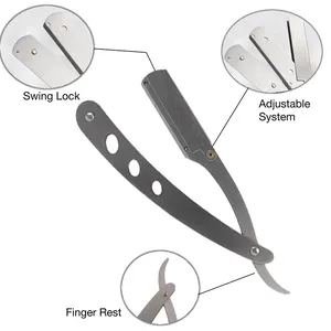 Profesyonel erkek tıraş makinesi düz kenar paslanmaz çelik berber jileti katlanır tıraş bıçakları ve yüz bakımı epilasyon aracı