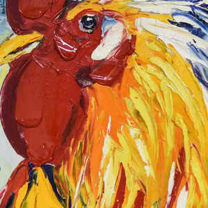 Portrait d'animal de ferme <span class=keywords><strong>coq</strong></span> de poulet arc-en-ciel contemporain peint <span class=keywords><strong>à</strong></span> la main <span class=keywords><strong>peinture</strong></span> <span class=keywords><strong>à</strong></span> <span class=keywords><strong>l</strong></span>'<span class=keywords><strong>huile</strong></span> - Product Image 2