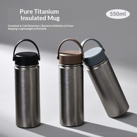 Nouvelle gourde sportive en titane pur de 550 ml, à large ouverture, avec sangle portable, isolation sous vide, isolation thermique, utilisation en extérieur
