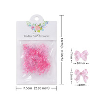 Accessoires pour ongles en forme de nœud en ruban rose transparent, 50 pièces/sac, logo gratuit