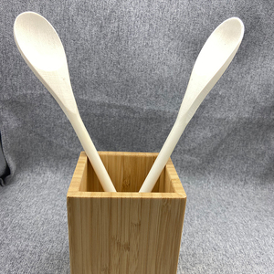 Nhà hàng nhà bếp công cụ tự nhiên rắn gỗ thìa gỗ trộn thìa dài xử lý gỗ phục vụ thìa - Product Image 3