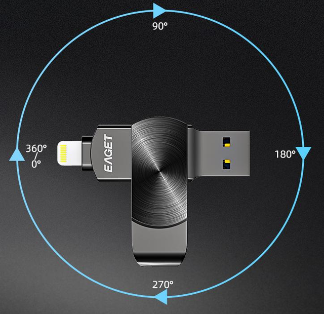 EAGET I66 Matel Flash Drive 64GB 128GB 256GB OTG USB3.2 MFI Certification Pendrive for Phone/Pad