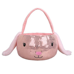 Lovely Sequin <strong>Unicorn</strong> Easter Basket <strong>Party</strong> Holiday <strong>Supplies</strong> Egg Hunting Easter Gift Storage Decor Basket Girls Tote Bags - Product Image 4