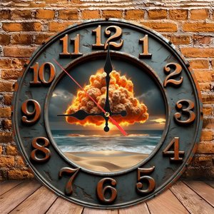 Round Wooden <b>Wall</b> <b>Clock</b> 25cm Rustic <b>Silent</b> Farmhouse Living Room Bedroom <b>Clock</b> - Product Image 5