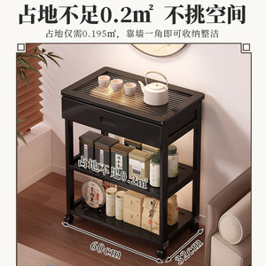 Movable <b>Storage</b> <b>Cart</b> Rectangle Multi Layer Wooden Tea Cabinet With Wheels For Living Room Bedroom - Product Image 3