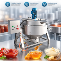 Grande marmite de cuisson à double enveloppe de 50L à 1000L pour confiture, sauce chili, sucre, houmous, avec agitation, chauffage électrique, à gaz ou à vapeur
