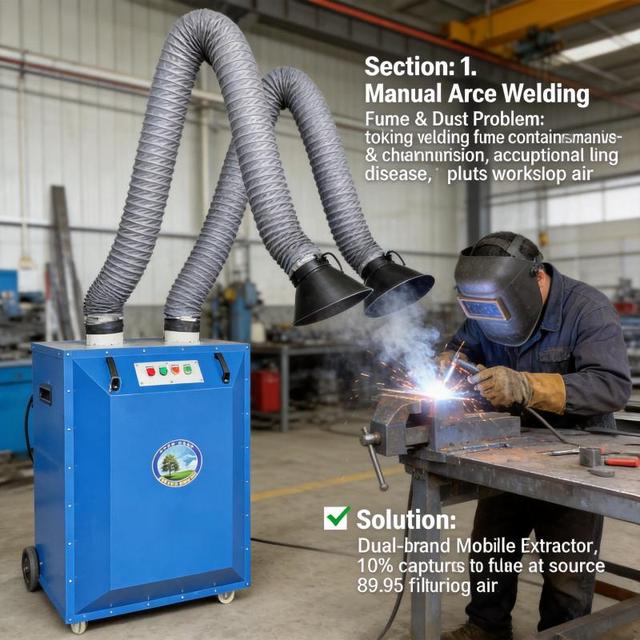 Industrial Welding Portable Filter Smoke Dust Collector Fume Extractor for Metal Welding Cutting Grinding Lasmokerextractor