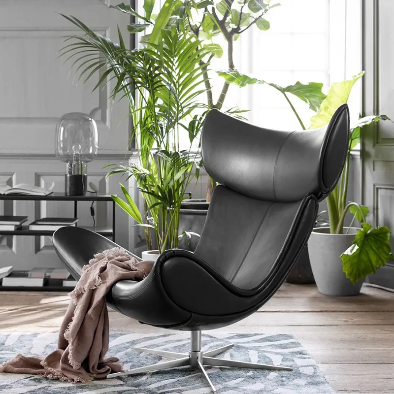 Кожаный одноместный диван с современным дизайном, черный диван-стул для гостиной