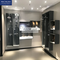 Support élégant personnalisé de présentoir de douche de toilette de drain de bassin de robinet en métal en gros pour les magasins et la salle d'exposition d'articles sanitaires