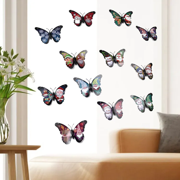 Papillon fenêtre autocollant créatif maison fond chambre d'enfants PVC 3d miroir papillon stickers muraux